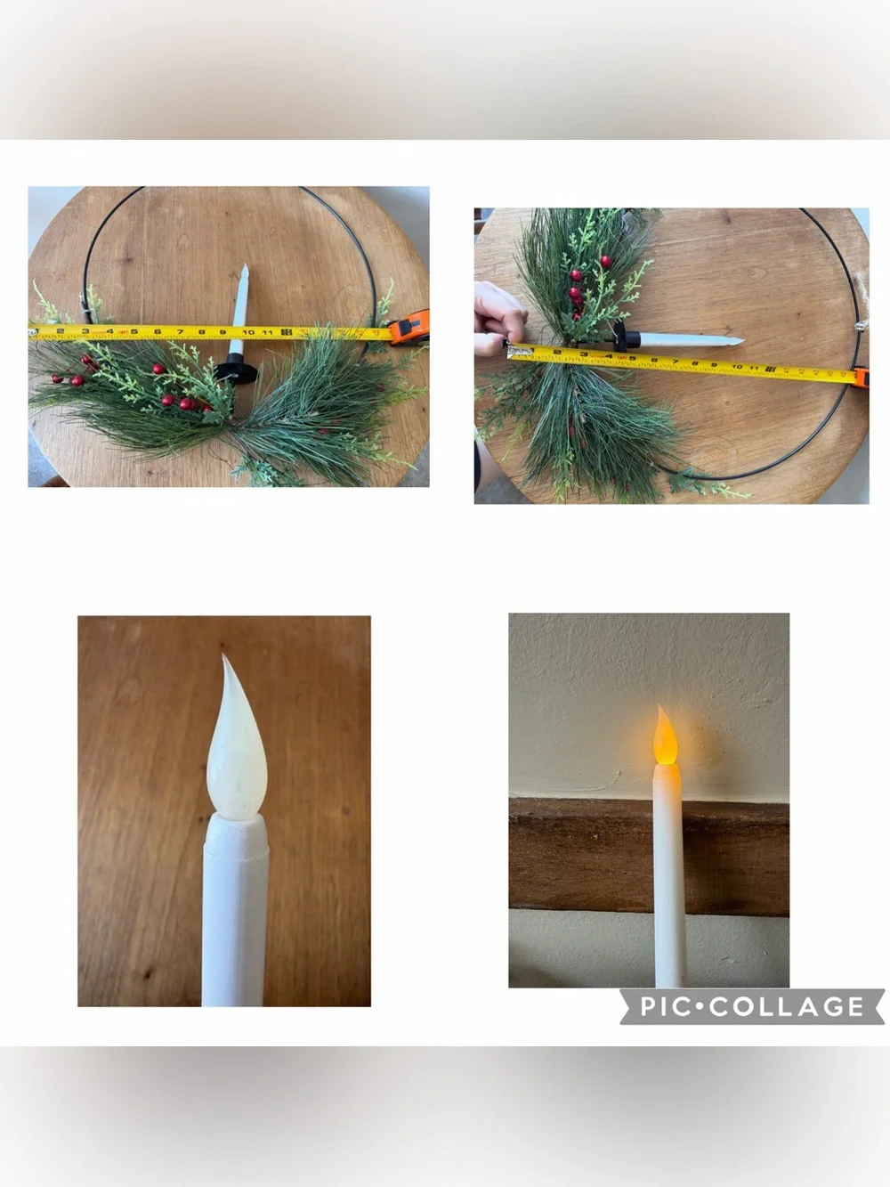 Wondershop Black Metal Holiday Hoop Wreath with Candle and Greenery